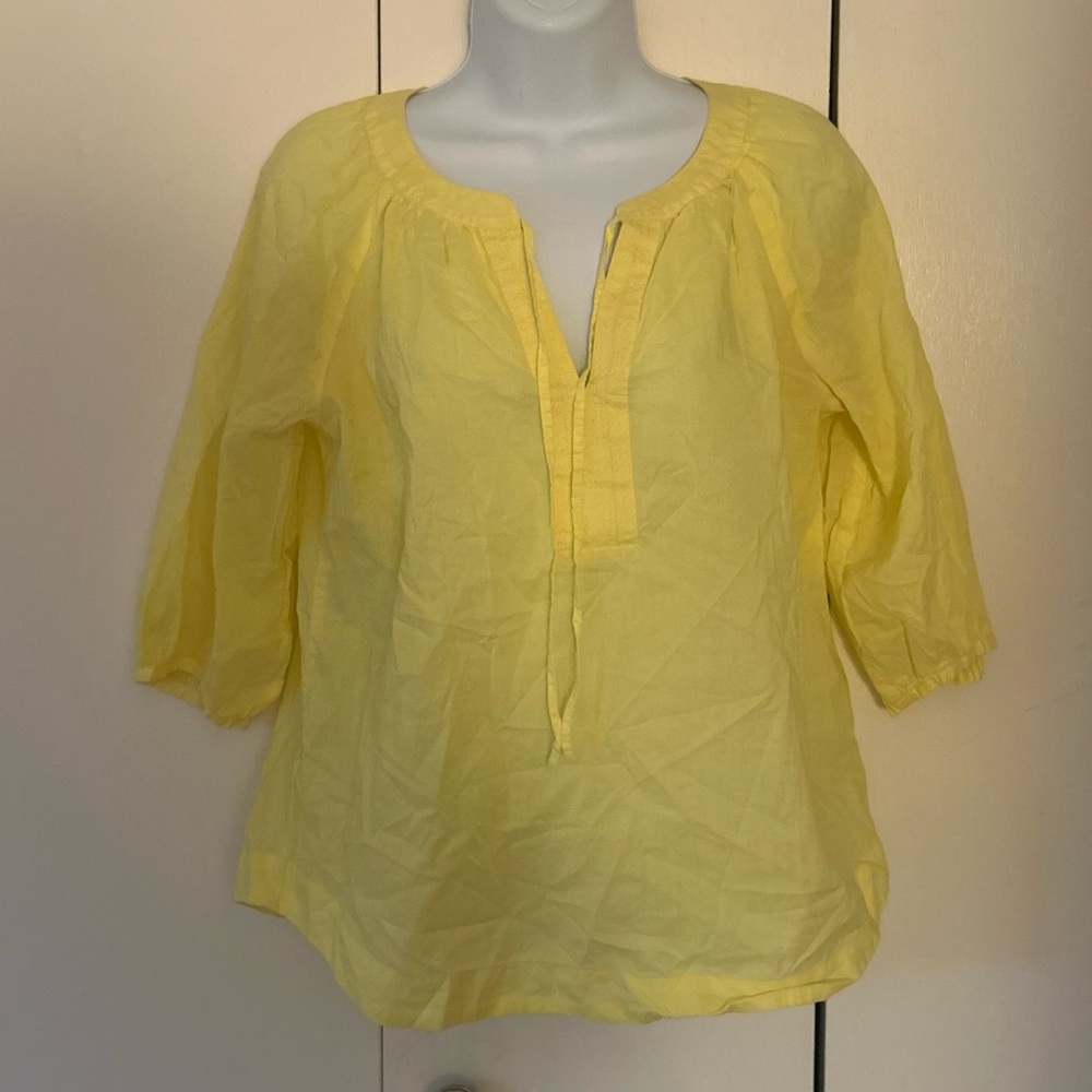 LOFT Cotton embroidered Y-neck tie front Blouse New without tags SP